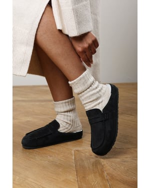 Where's That From Womens Divelle Low Back Slip On Mule With Fleece Lining