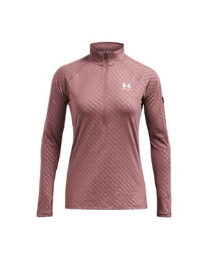 Women's Under Armour Emboss Half Zip Slim Fit Tracksuit Top in Brown