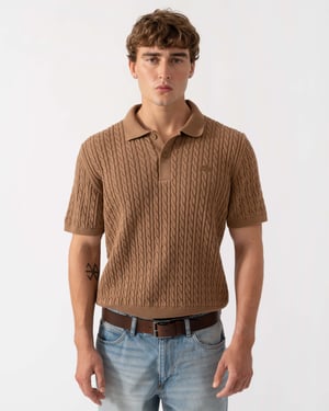 Short Sleeve Logo Detail Sweatshirt in Brown
