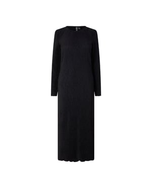 Pieces Dames Crew Neck Lange Mouwen Maxi Jurk (Zwart)