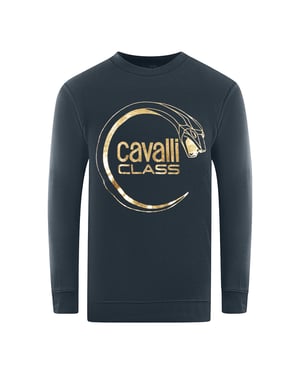 Cavalli Class Piercing Snake Logo Marinblå Sweatshirt