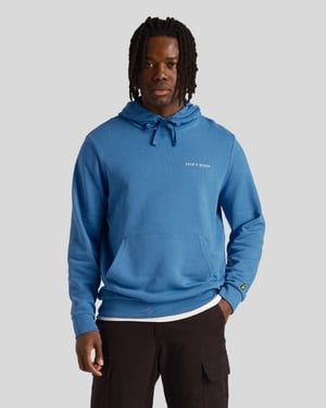 Lyle & Scott Loopback geborduurd logo blauwe pull-over hoodie