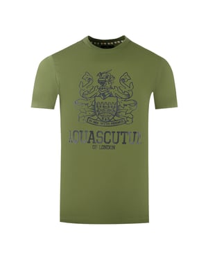 Aquascutum T-shirt med stor fet London Aldis-logotyp Army Green