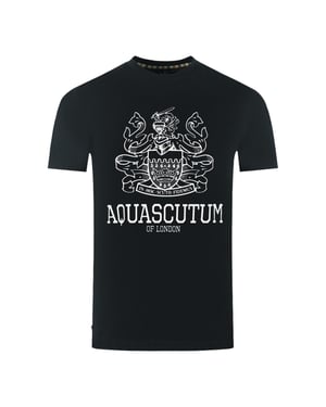 Aquascutum Large Bold London Aldis Brand Logo Svart T-shirt