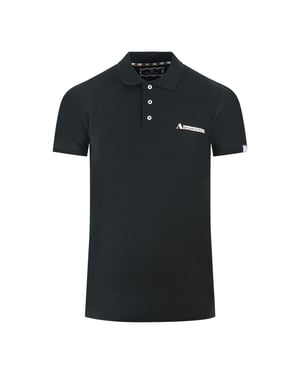 Aquascutum Boxed Logo Svart pikétröja