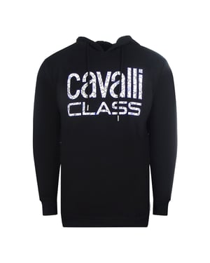 Cavalli Class Floral Logo Svart Hoodie