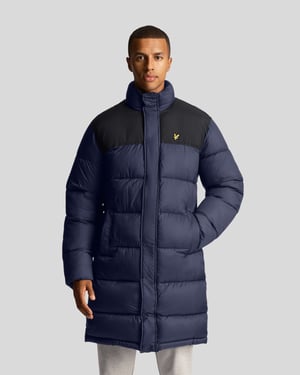 Lyle & Scott Men's Longline Wadded Puffer Jacket in Navy