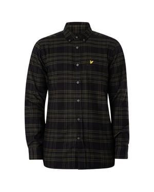 Lyle & Scott bergmosgroen geruit flanellen overhemd met lange mouwen