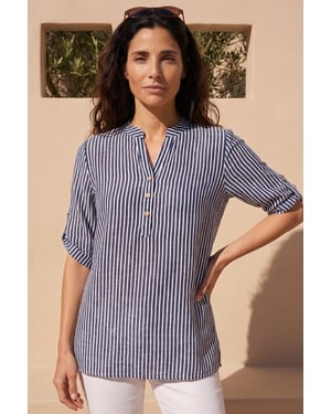 Classic Stripe Button Front Top