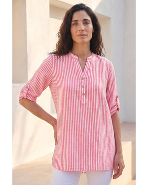 Classic Stripe Button Front Top