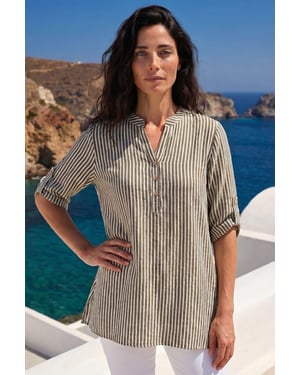 Classic Stripe Button Front Top