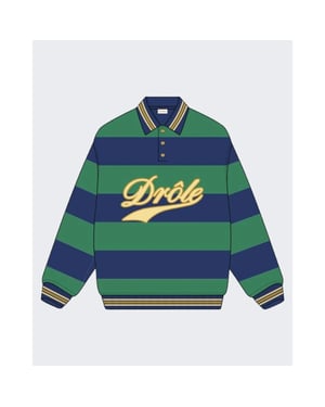 Drole De Monsieur Heren gestreepte polo met borduursel