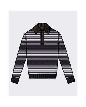 Drole De Monsieur Heren gestreepte polo met lange mouwen