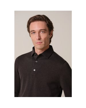 Profuomo Ppxj30003e polo one piece long sleeve dark brown