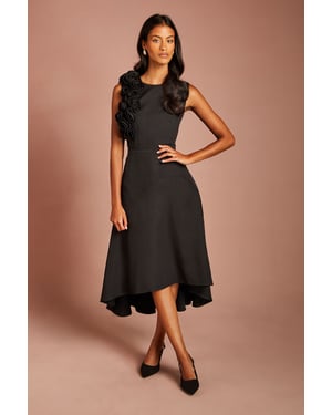 Petite 3D Corsage High Low Dress