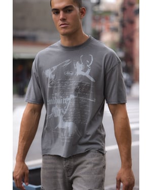 Oversized Boxy Distressed Grunge Print Vintage Washed T-Shirt