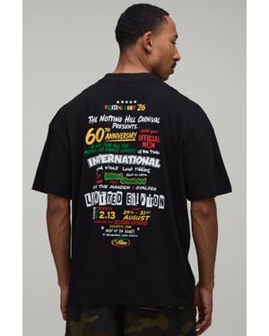 Black Oversized International Print T-Shirt
