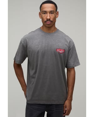 Oversized Ofcl Man Embroidered Spray Wash T-Shirt