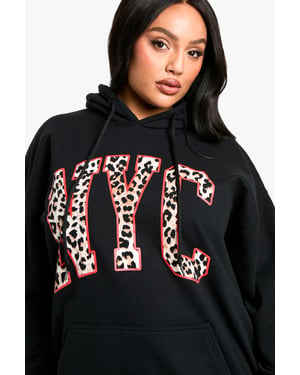 Plus Leopard Nyc Oversized Hoodie