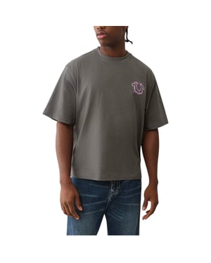 True Religion 109899 Mens Oversized T Shirts Short Sleeve Drop Shoulder Top Tee