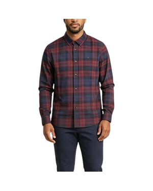 TOMMY HILFIGER Mens Shirt Oxford Lightweight Long Sleeve Regular Fit Red Check