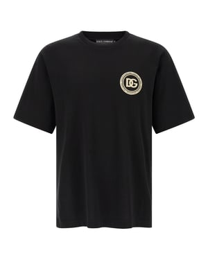 Dolce & Gabbana Svart Bomull T-Shirt