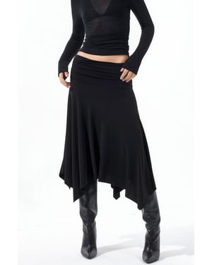 High Waist Maxi Skirt with Drape Detail