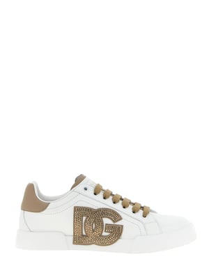 Dolce & Gabbana Beige Kalvskinnssneakers