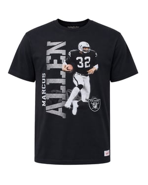 Mitchell & Ness NFL Las Vegas Riders Marcus Allen Mens Black T-Shirt