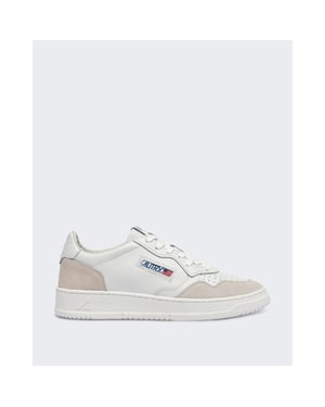 Autry Dames medalist low sneakers leer suède total white