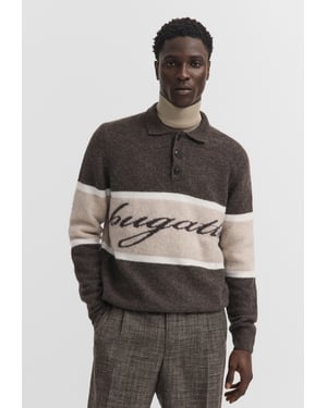 Bugatti Herren Poloshirt van wolmix met alpaca, colorblock