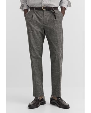 Bugatti Herren Broek met plooien Elio Relaxed Fit ruitpatroon