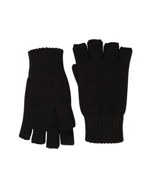 Men's Fingerless Knitted Ski Gloves Lightweight Warm Comfortable Winter Mittens Black