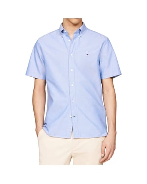 TOMMY HILFIGER Mens Shirt Oxford Lightweight Short Sleeve Regular Fit Summer NEW