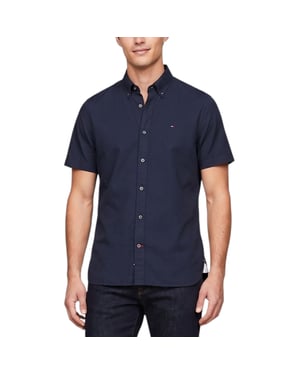 TOMMY HILFIGER Mens Shirt Oxford Lightweight Short Sleeve Regular Fit Summer NEW