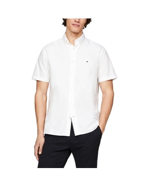 TOMMY HILFIGER Mens Shirt Oxford Lightweight Short Sleeve Regular Fit Summer NEW