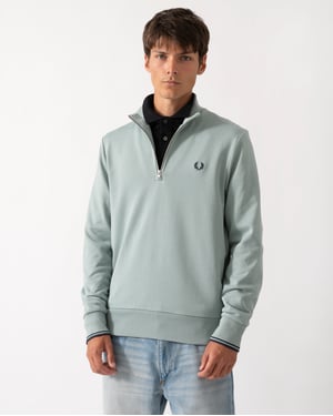 Regular Fit Long Sleeve Logo Detail Sweatshirt in Pale Green