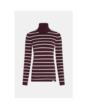 Penn & Ink W26b435 351-83m penn en ink jumper stripe aubergine grey mel.