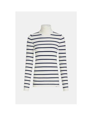 Penn & Ink W26b435 5-655 penn en ink jumper stripe ecru tabac