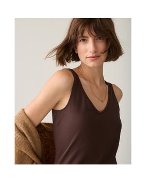 Summum 3s5244-30366 754 reversible top organic cotton elastane basic dark chocolate
