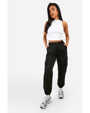 Petite High Waisted Twill Cargo Joggers