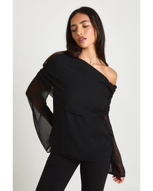 Chiffon Bardot Sheer Blouse