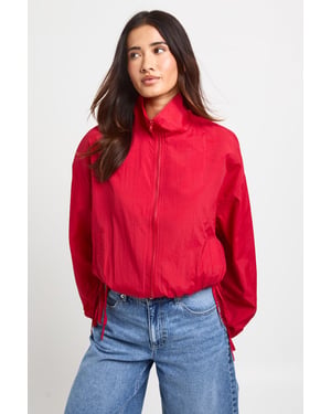 Tie Side Funnel Neck Lightweight Jacket