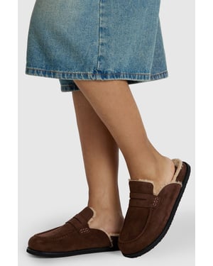 Faux Suede Fur Lined Closed Toe Clogs