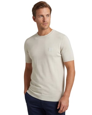 Boss Orange t-shirt beige Kanache met boord
