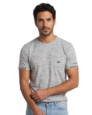 Camel Active grijs gemeleerd wijde fit katoen