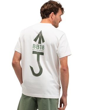 Wit t-shirt Butcher of Blue met backprint groen