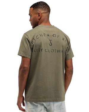 T-shirt Butcher of Blue olijfgroen backprint normale fit