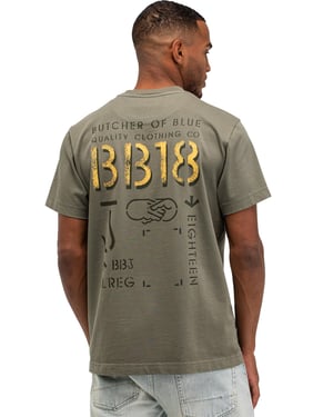 Antraciet t-shirt ronde hals Butcher of Blue met backprint