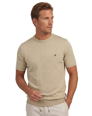 Beige T-shirt Fynch Hatton ronde hals wijde fit